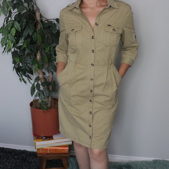 3/$28 SALE Katie - Cargo Button Down Dress - Size Medium - Picture 1 of 14